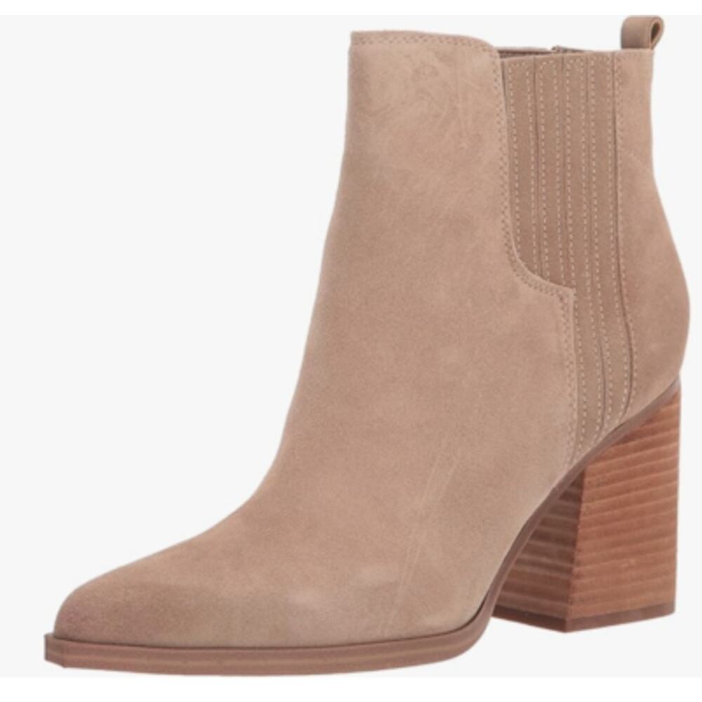 Marc Fisher Matter Suede Ankle Boots Camel Tan Size 6.5 Pre-Owned